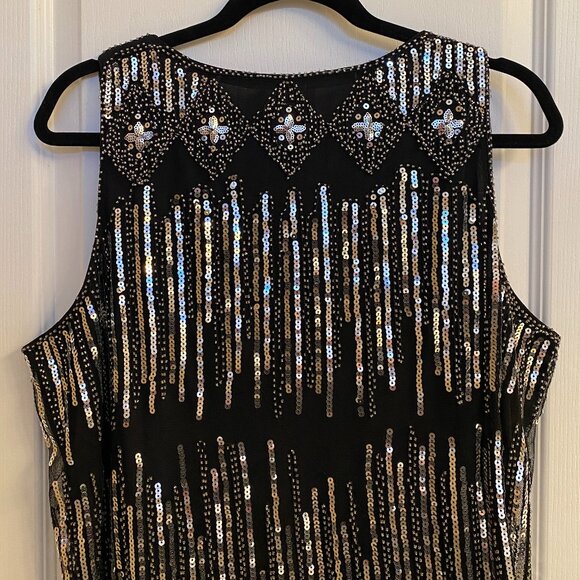 Sequen Beaded Sleeveless Top NWT size XXL Black Silver - Picture 7 of 9